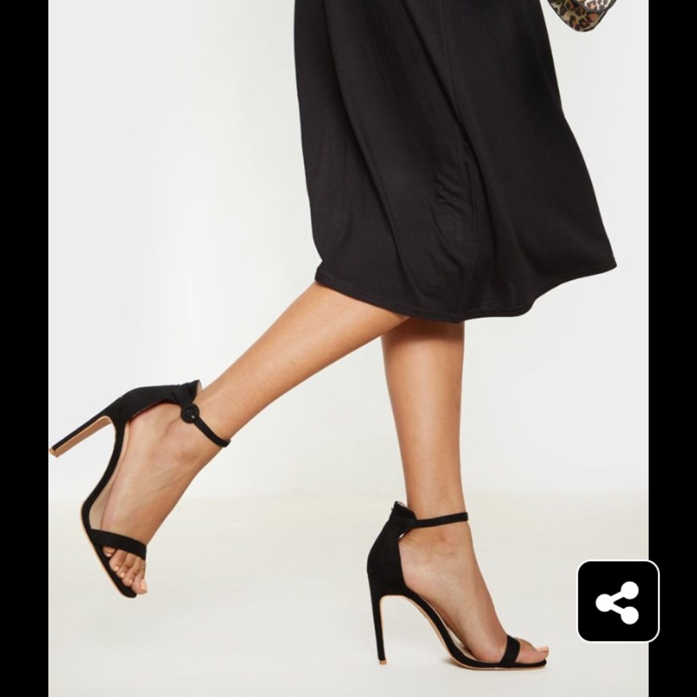 Black Faux Suede Flat Barely There Heel
